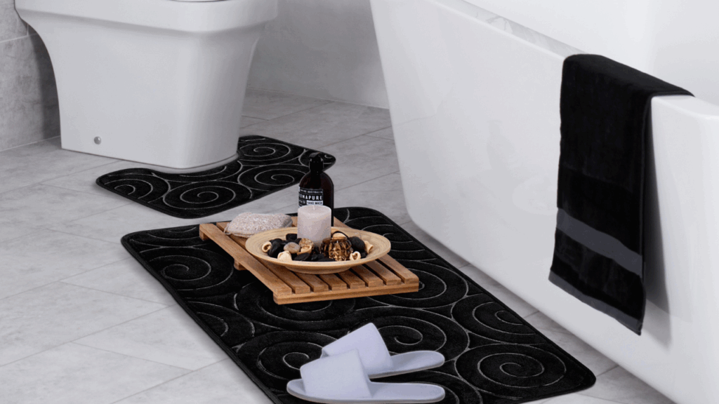 A non slip mathroom mats in a bathroom