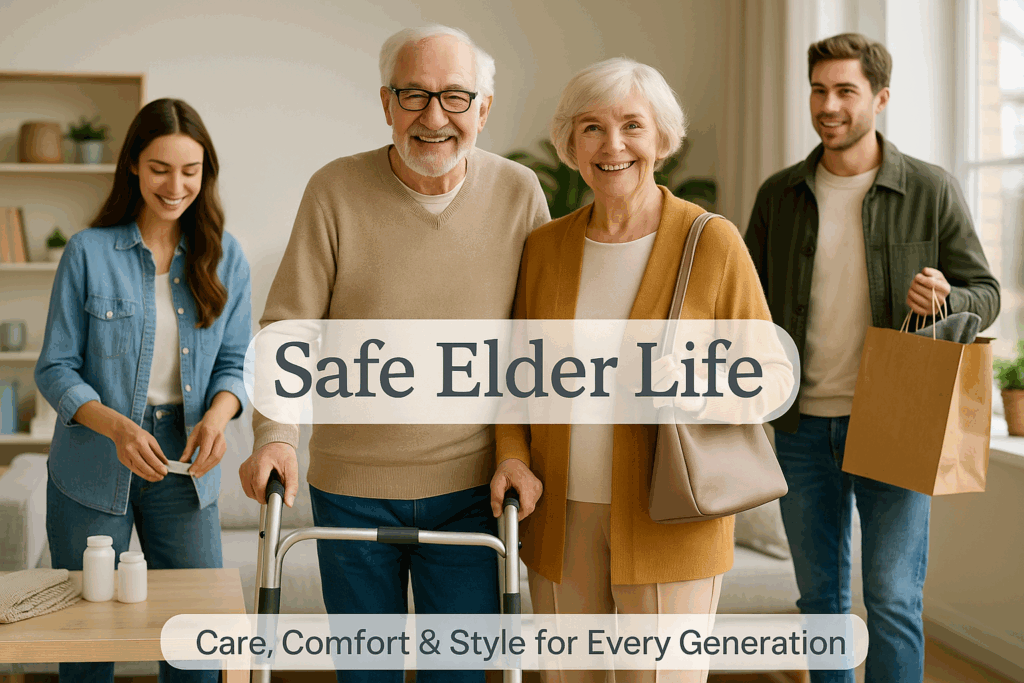 A Joyful family with seniors and young couple, representing health and lifestyle.